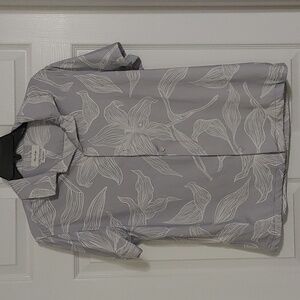 Porter & Ash Kinetic Stretch Men's Light Gray Floral Short-Sleeve Button Shirt